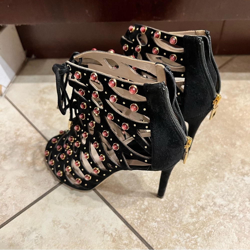 Elie Saab Studs & Suede Cage Sandals Size 36.5 - Picture 4 of 12